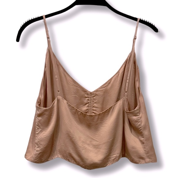 WILFRED Aritzia Verso Rouched Cropped Tank Adjustable Straps Lined Petal Pink - Picture 5 of 12